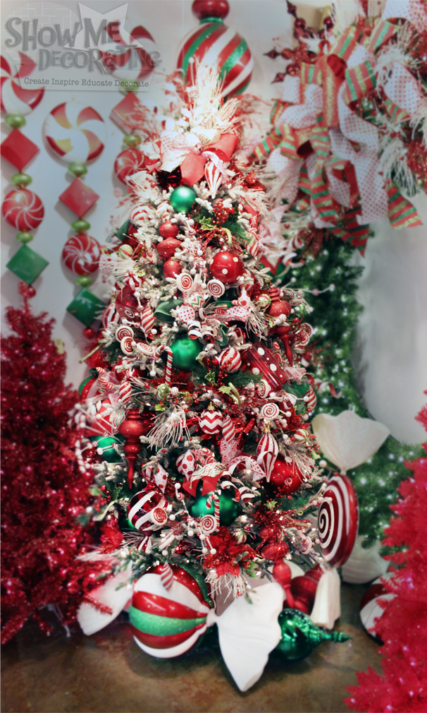 Peppermint Twist Christmas tree theme, christmas decorations, peppermint decorations, christmas tree, christmas ribbon,